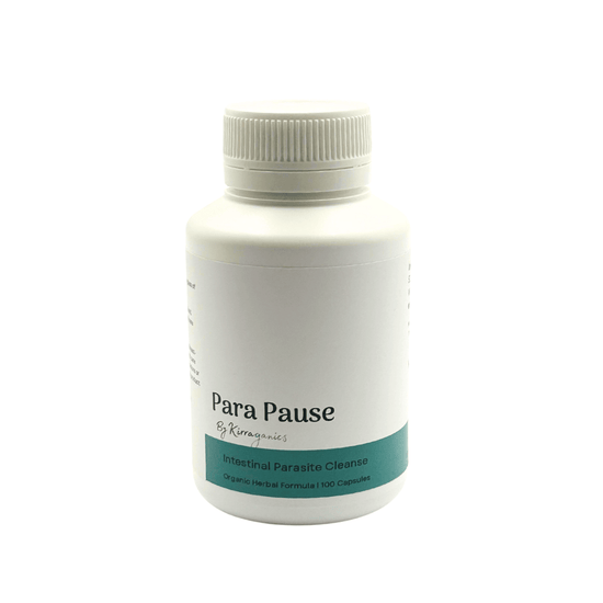 White bottle labeled 'Para Pause' on a white background