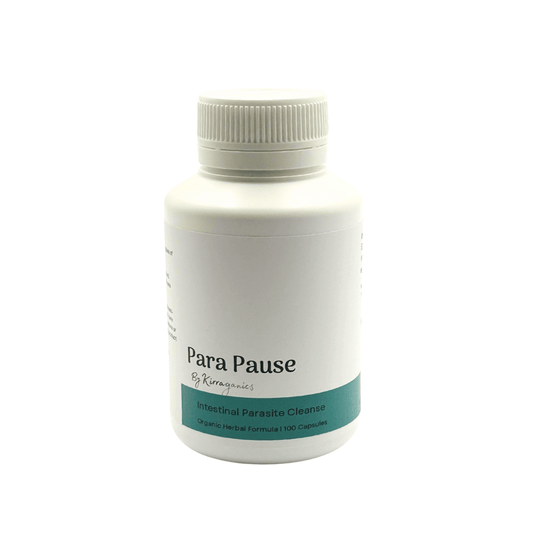 White bottle labeled 'Para Pause' on a white background